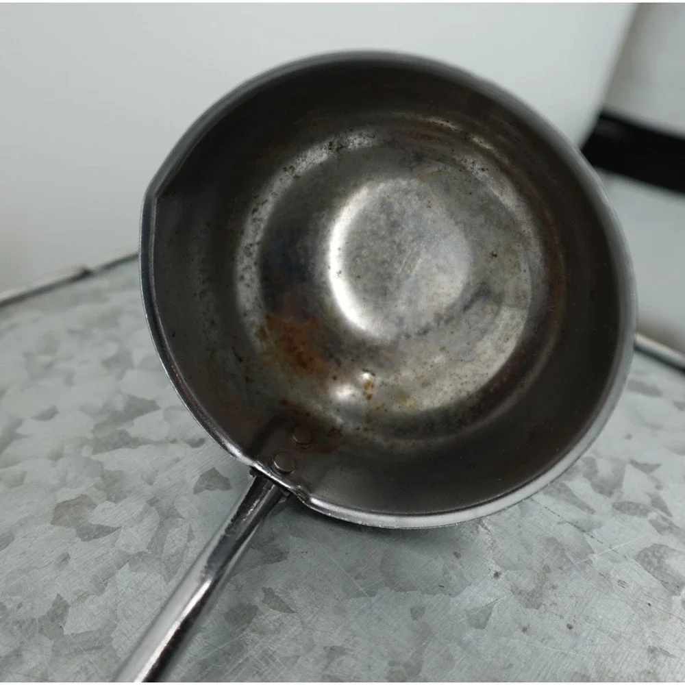 Vintage EKCO Chromium Plated Soup Ladle Black Handle‎ Made in USA Pour Spout